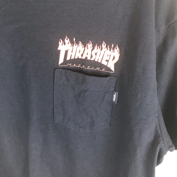 Vans x Thrasher Black Pocket T-Shirt size large - Picture 3 of 4